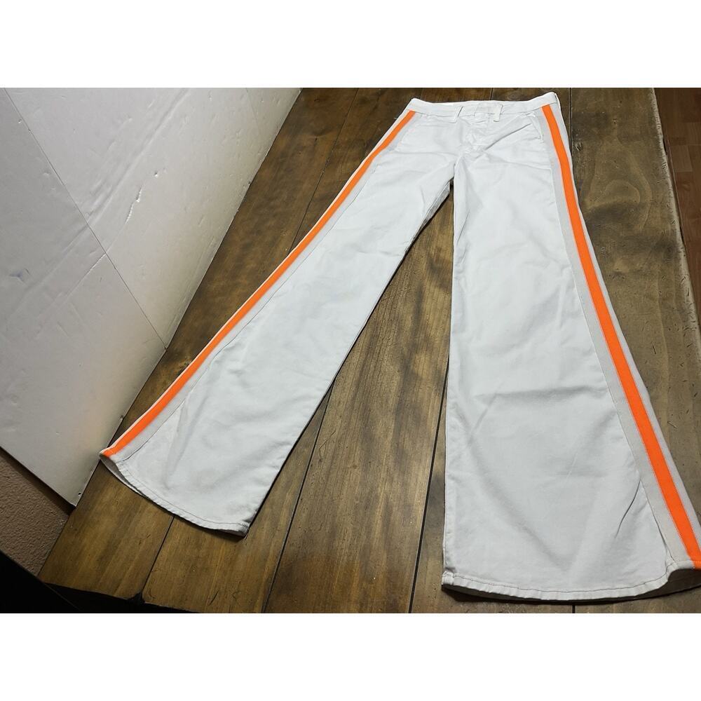 Mother The Roller Prep Chalk Orange Racer Size 24 Flared Wide Leg Pants Boho